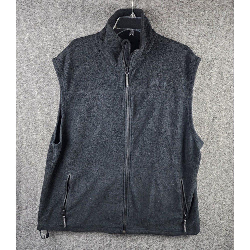 Cabelas Vest Mens XL Tall Fleece Black Full Zip Mock Neck EUC